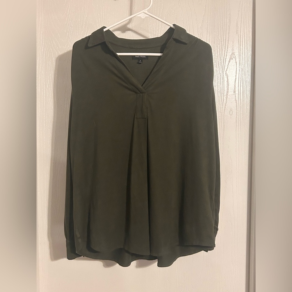Well Worn | Dark Green Blouse | Size Large